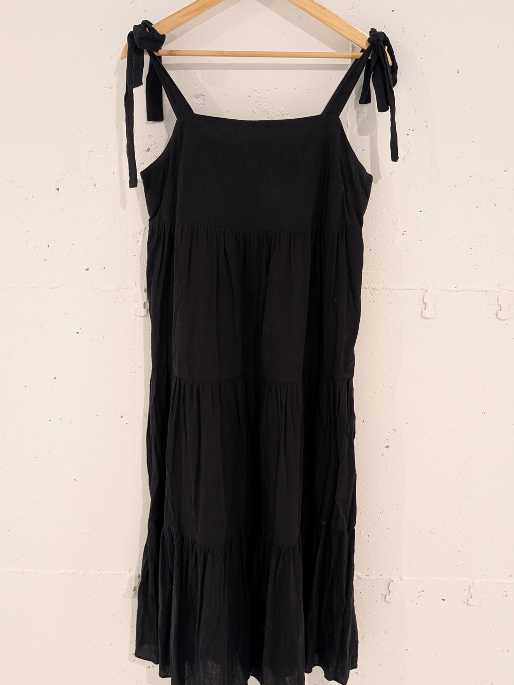 Madewell Black Tie-Shoulder Tiered Maxi Dress